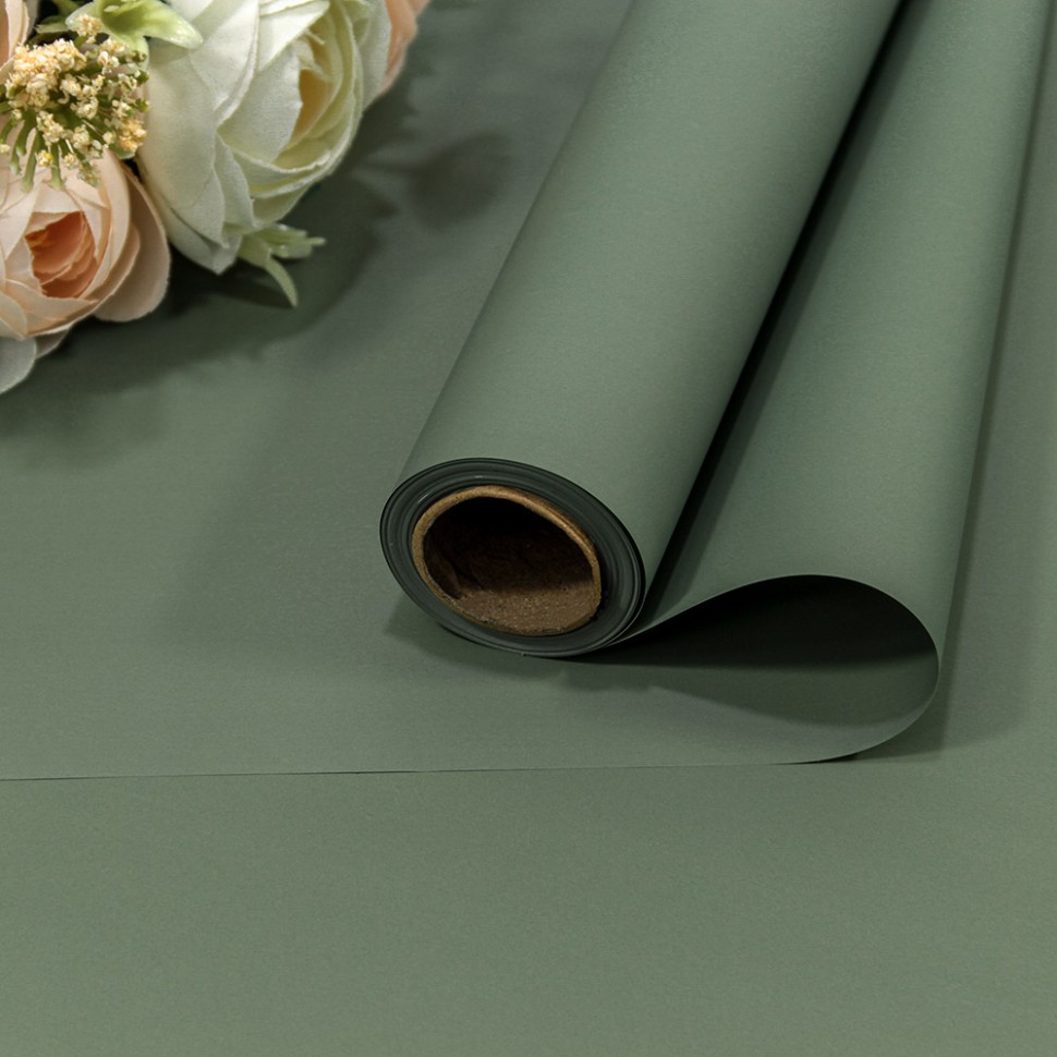 1638/6183 Плёнка 0,58*10м матовая "Корейская" 65мкм Серовато-зелёный 1/30