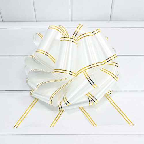 000525-100 Бант-шар 10см с золотой полосой (микс) 1/20 1/400