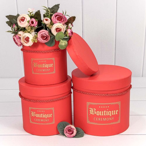 720195/4 Коробки Цилиндр Набор 1/3 18,3*17,2 "Boutique" Красный 1/12