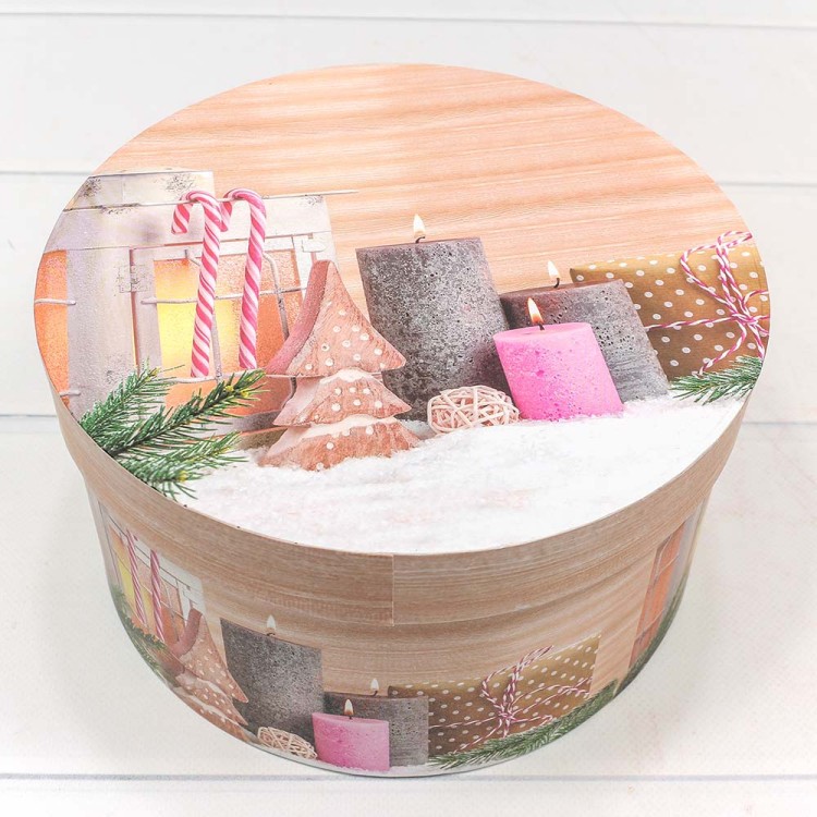 7302247/1678 Набор коробок 1/3 круглый 21*11,5 см Новогодний огонёк 1/30