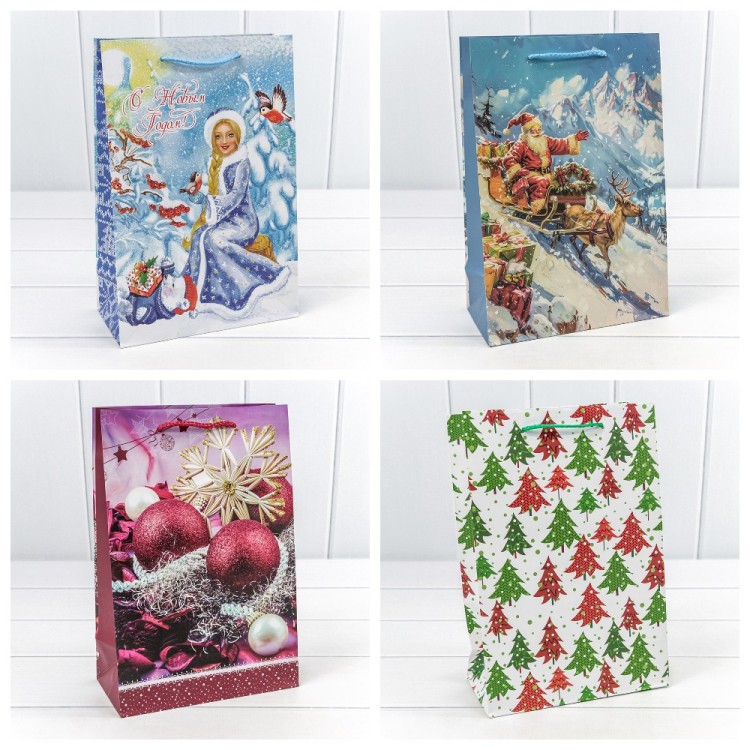 300431K Пакет подарочный "Новый год" (микс 431) 20*30*10 128г 1/20 1/360