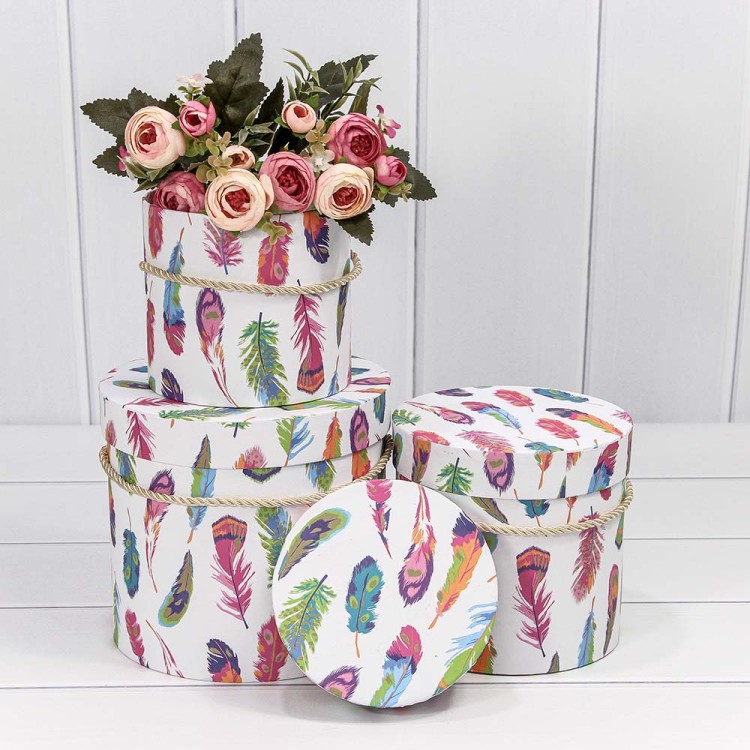 7201470/2 Коробки Цилиндр Набор 1/3 18*17 "Перья" 1/36