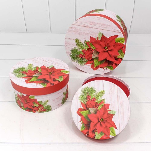 7302247/1657 Набор коробок 1/3 круглый 21*11,5 см Новогодний 1/30