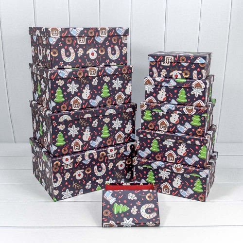 730604/2626 Коробки Прямоугольные Набор 1/10 34*26*15,3 "Новый год"- 1/6