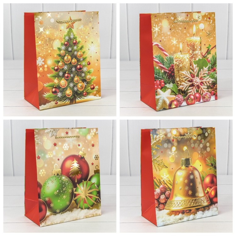 300420E Пакет подарочный "Новый год" (микс 420) 18*23*10 210г 1/20 1/360