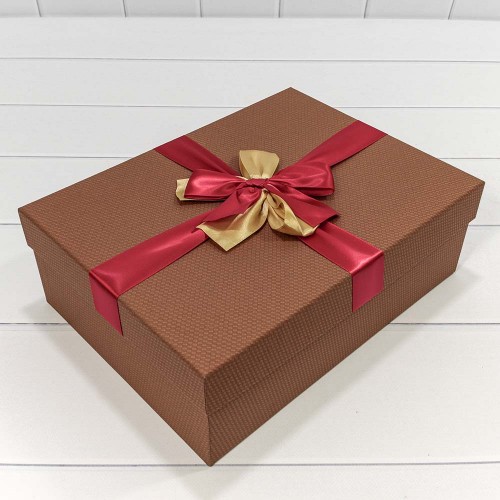 720583/4 Коробки Прямоугольные Набор 1/3 33,5*25*11,5 с двойным бантом Коричневый 1/20