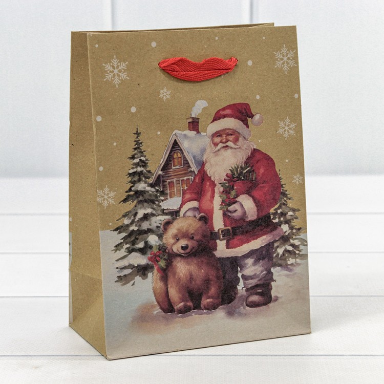 300432G Пакет подарочный Крафт "Новый год" (микс 432) 14*20*8 150г 1/20 1/600