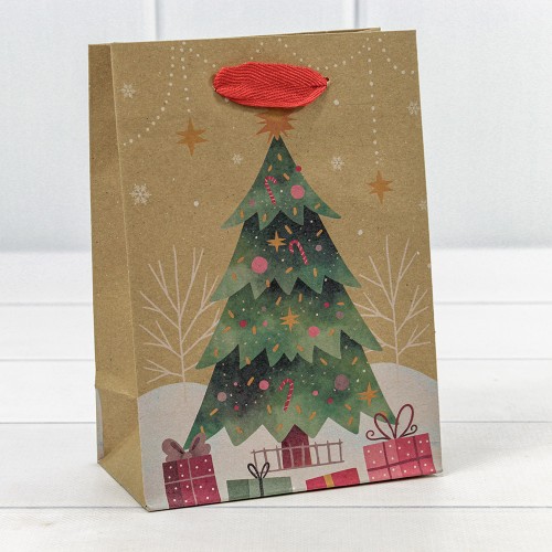 300432G Пакет подарочный Крафт "Новый год" (микс 432) 14*20*8 150г 1/20 1/600