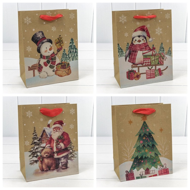 300432E Пакет подарочный Крафт "Новый год" (микс 432) 18*23*10 150г 1/20 1/480