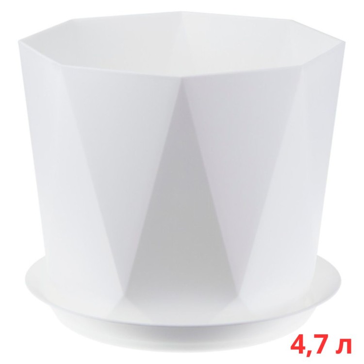 М3139 Кашпо ПРИЗМА D220мм 4,7л с поддоном Белый