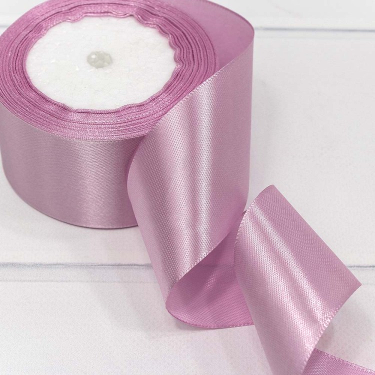 562-50/45 Лента Атласная Сатин 5см*25ярд Светло-сиреневый 1/4 1/160