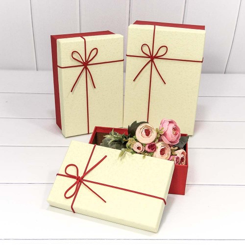 720614/11 Коробки Прямоугольные Набор 1/3 23*16*9,5 с кожаным бантиком (ассортимент) 1/40