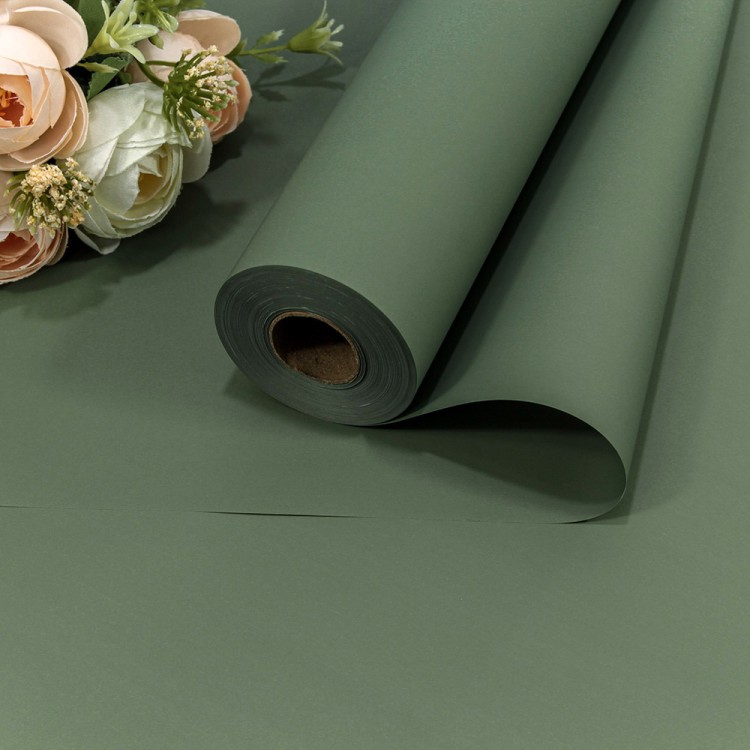 1838/6183 Плёнка 58см 800г матовая "Корейская" 65мкм Серовато-зелёный 1/12