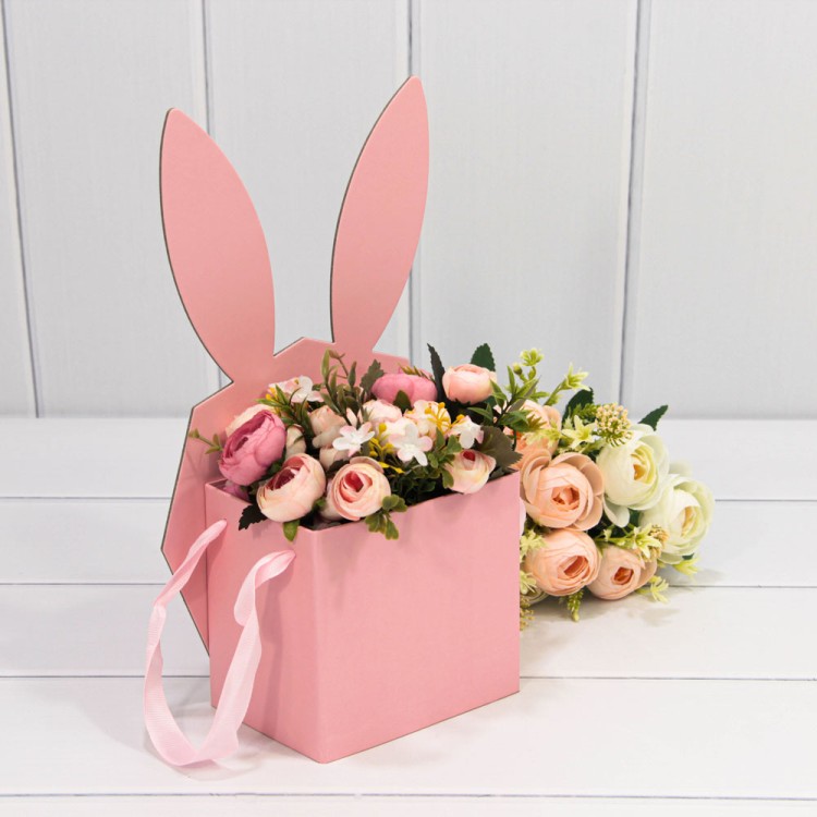 720796/2 Коробка Сборная 18*9,5*31 "Зайка" Розовый 1/10 1/80