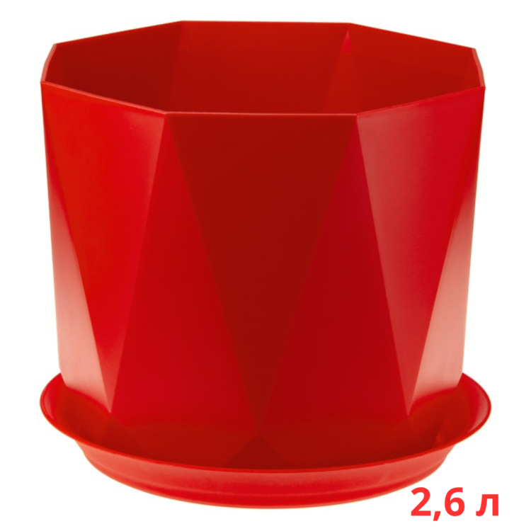 М3138/3 Кашпо ПРИЗМА D175мм 2,6л с поддоном Красный