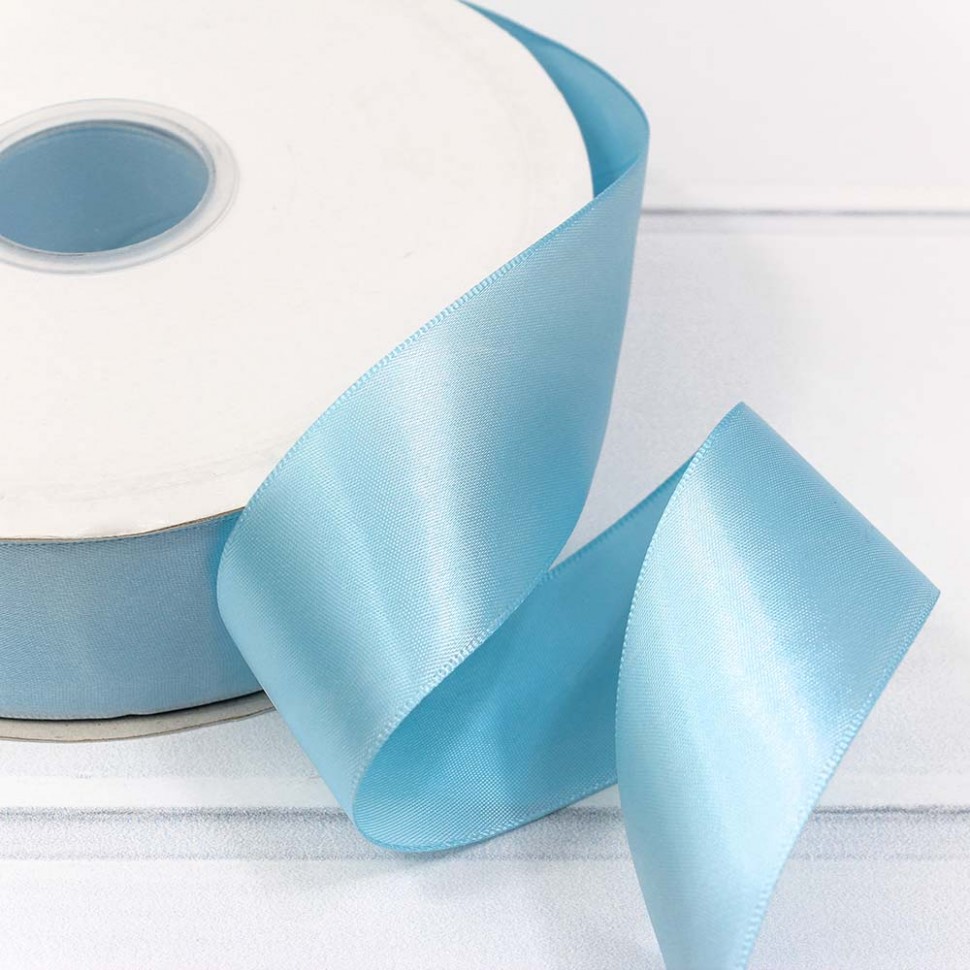 556-38/311 Лента атласная полиэстер 3,8 см 100 ярдов голубой 1/9 1/36