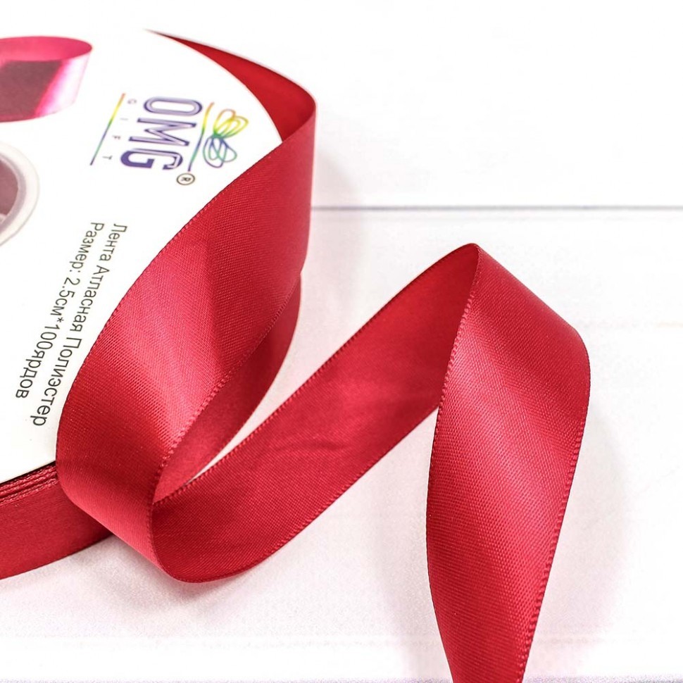 556-25/260 Лента Атласная Полиэстер класс А 2,5см*100ярд Насыщенный красный 1/8 1/32 556-25/260 Лента Атласная Полиэстер класс А 2,5см*100ярд Насыщенный красный 1/8 1/32