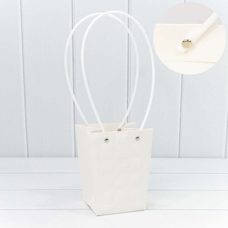 000174G/7 Пакет подарочный "Ваза для цветов" 15,5*13*9,5 "Квадраты" Белый 1/10 1/150