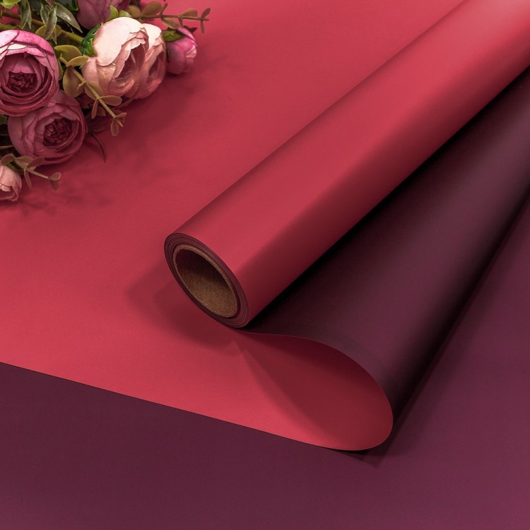 1604/195 Плёнка 0,58*10м матовая двухсторонняя 65мкм Малиново-красный/Тёмно-пурпурный 1/30