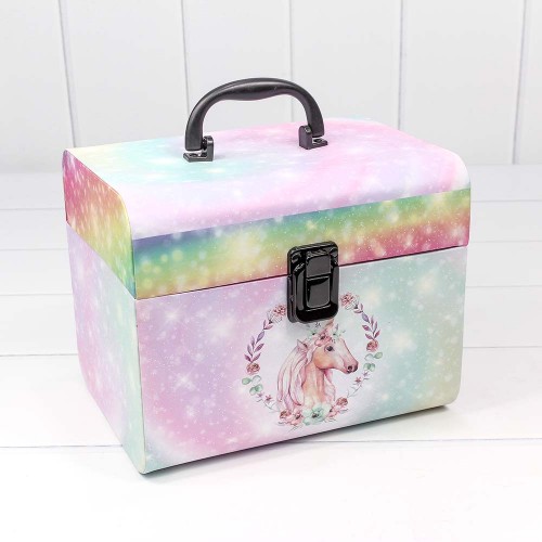720772/3 Коробки "Чемодан" Набор 1/2 22*17*17,8 "Единорог на радужном фоне" 1/18