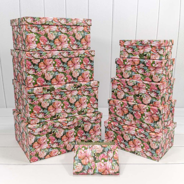 721604/1835 Коробки Прямоугольные Набор 1/10 34*26*15,3 "Чайные розы" 1/6