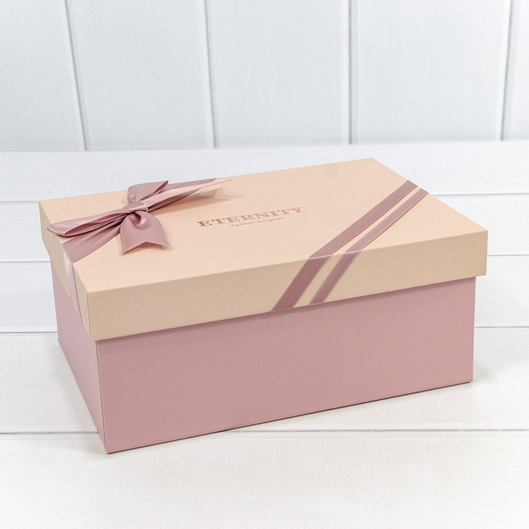 720620/2 Коробки Прямоугольные Набор 1/3 22,5*16*9,5 с бантом "Eternity" Пудровый 1/12