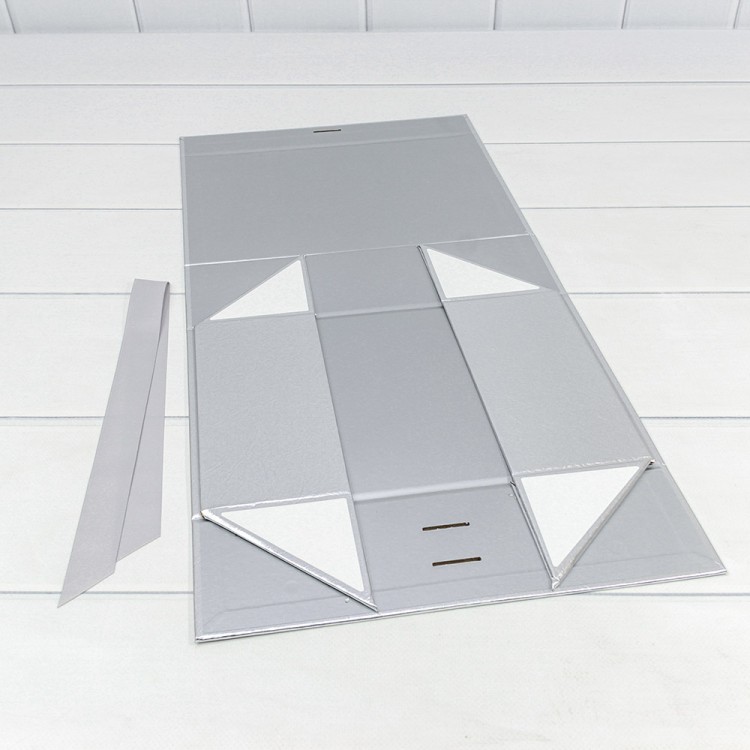 730226/0121 Коробка Прямоугольная 28,2*20*9,2 складная на магнитах "Люкс" Серебряный 1/48