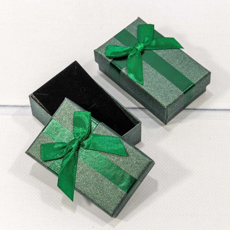 62558/4 Коробка Прямоугольная 8*5*2,5см с бантиком Зелёный 1/24 1/576