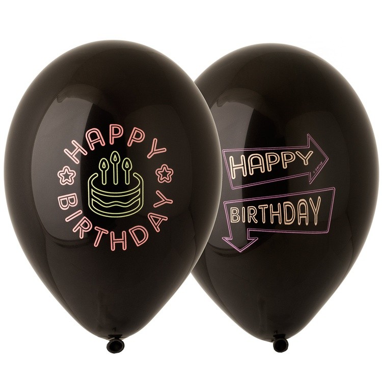 1103-2131 Шарики воздушные из латекса 14" с рисунком Happy Birthday (25 шт.)