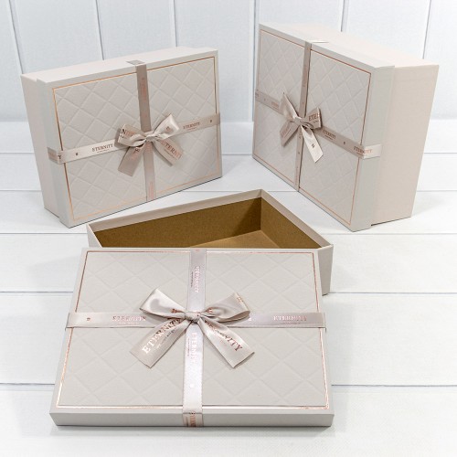 721633/2 Коробки Прямоугольные Набор 1/3 29*21*9,5 с бантом "Eternity" Пудровый 1/12