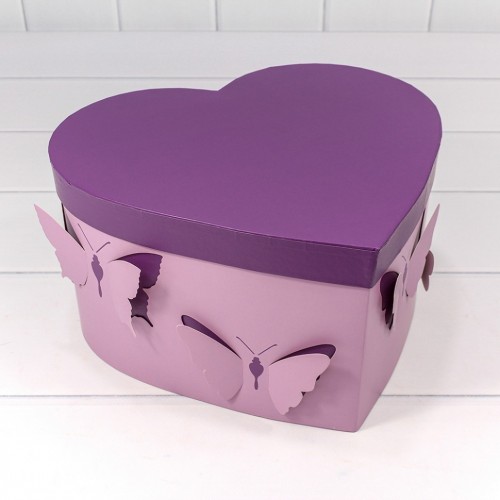 720920/3 Коробки "Сердце" Набор 1/3 28,5*26*15 "Бабочки" Сиреневый 1/24