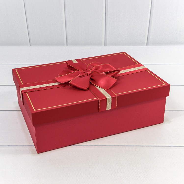 721634/1	Коробки Прямоугольные Набор 1/3 29*21*9,5 с двойным бантом Красный 1/12