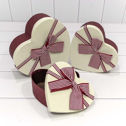 720612/20 Коробки "Сердце" Набор 1/3 22*20*9 с бантиком (ассортимент 4) 1/24