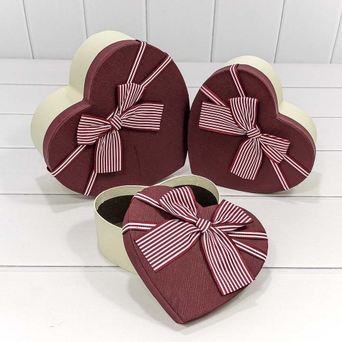 720612/20 Коробки "Сердце" Набор 1/3 22*20*9 с бантиком (ассортимент 4) 1/24