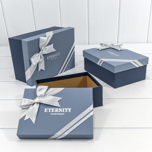 720620/5 Коробки Прямоугольные Набор 1/3 22,5*16*9,5 с бантом "Eternity" Сини1 1/12