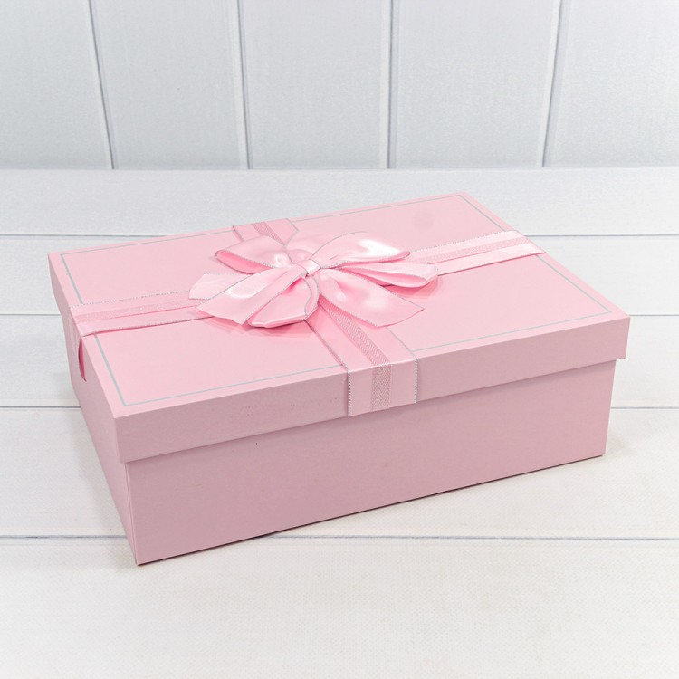 721634/2	Коробки Прямоугольные Набор 1/3 29*21*9,5 с двойным бантом Розовый 1/12