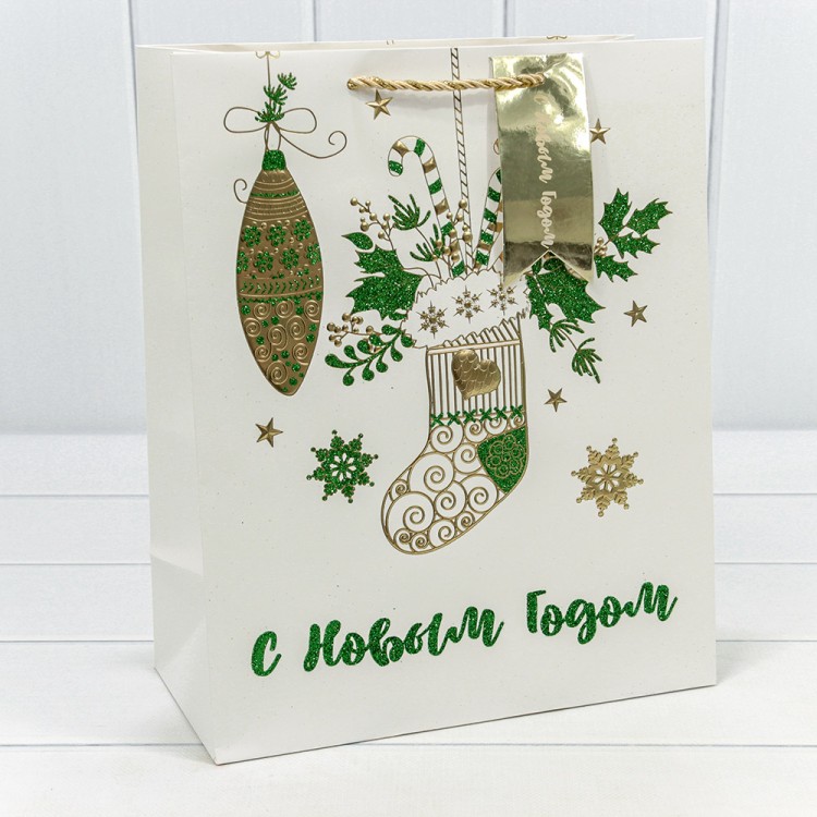 300434C Пакет подарочный "Новый год" (микс 434) 26*32*13 210г 1/20 1/240