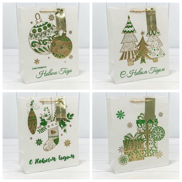 300434C Пакет подарочный "Новый год" (микс 434) 26*32*13 210г 1/20 1/240