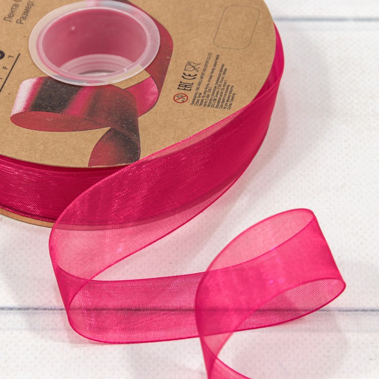 559-25/1028 Лента Органза 2,5см*100ярд Вишнёвый 1/8 1/32