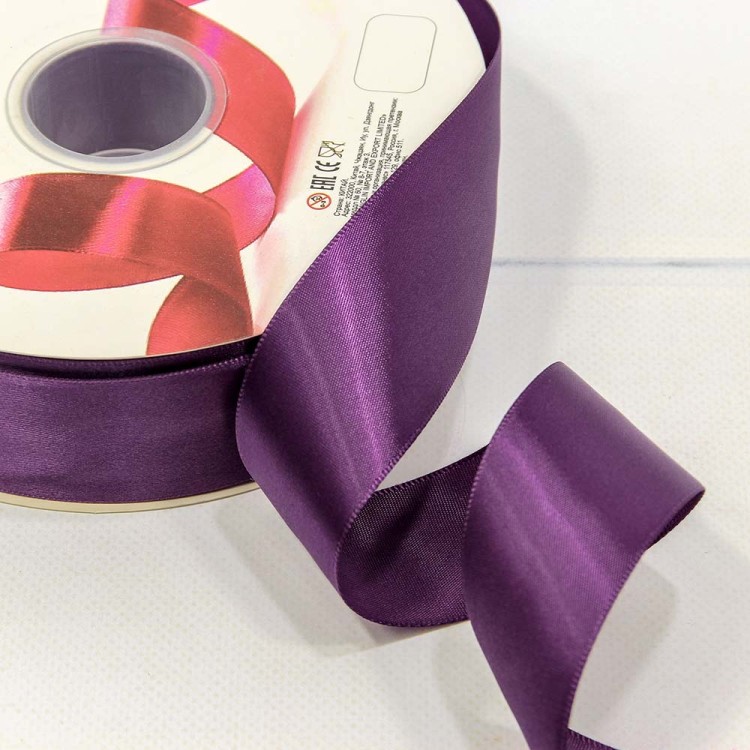 556-38/473 Лента Атласная Полиэстер класс А 3,8см*100ярд Тёмно-пурпурный 1/9 1/36