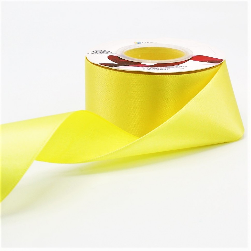 553-38/525 Лента атласная полиэстер класс А 3,8 см*25 ярдов лимонный