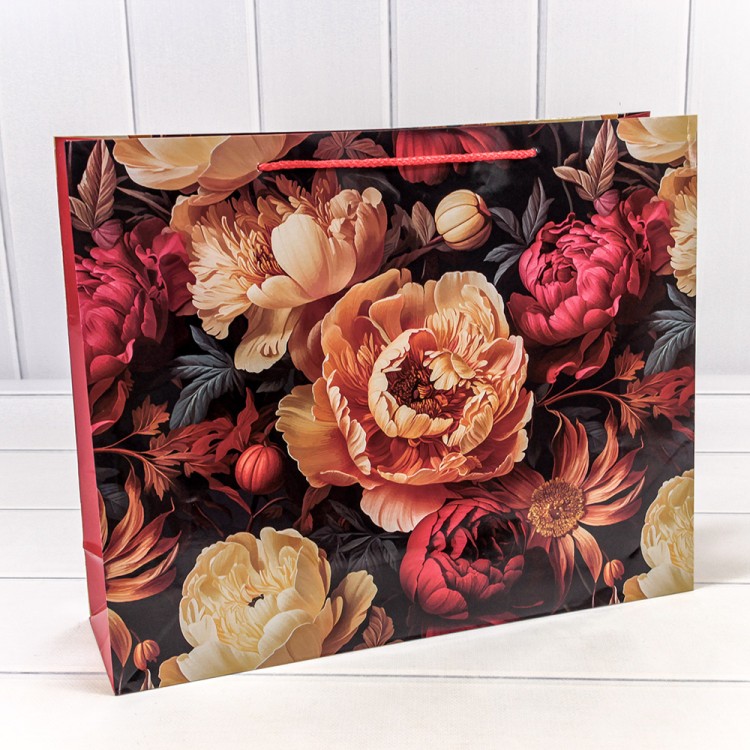 00019AA Пакет подарочный "Цветы" (микс) 45*32*11 157г 1/20 1/280