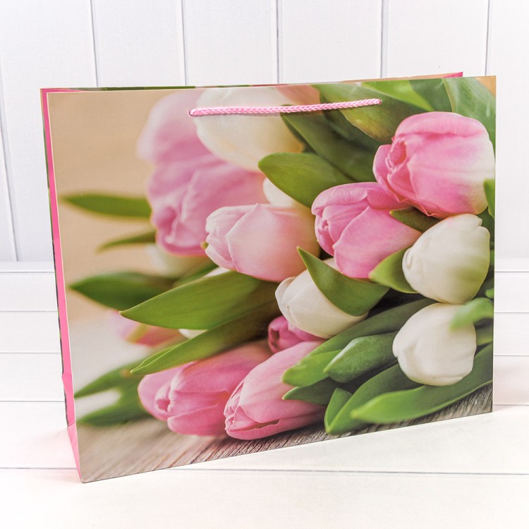 00019AA Пакет подарочный "Цветы" (микс) 45*32*11 157г 1/20 1/280