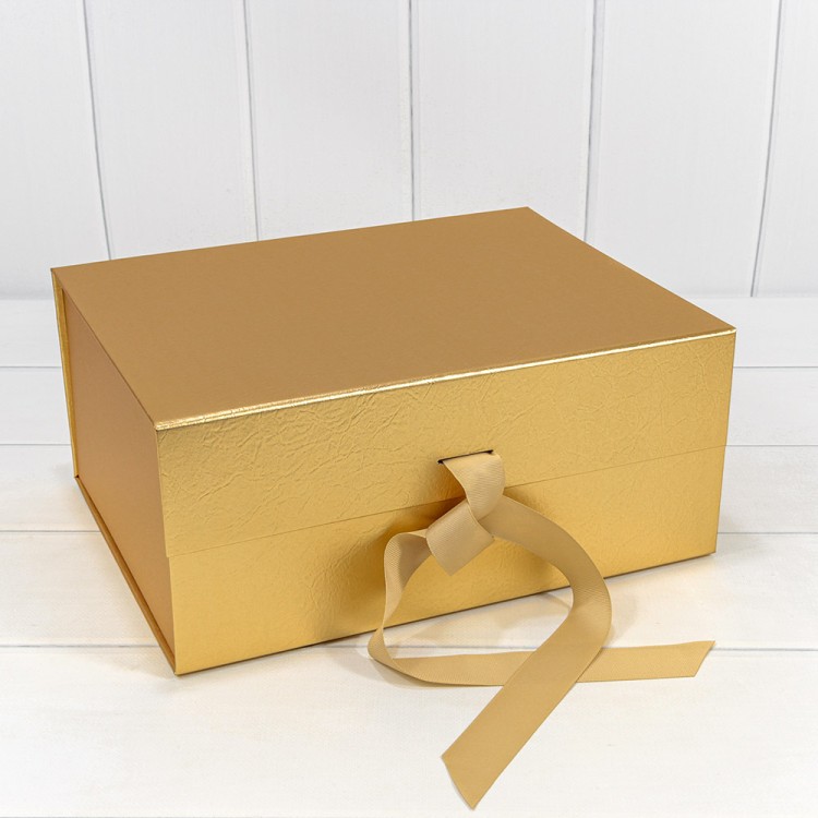 730228/0120 Коробка Прямоугольная 33,5*26*15,5 складная на магнитах "Люкс" Золотой 1/32