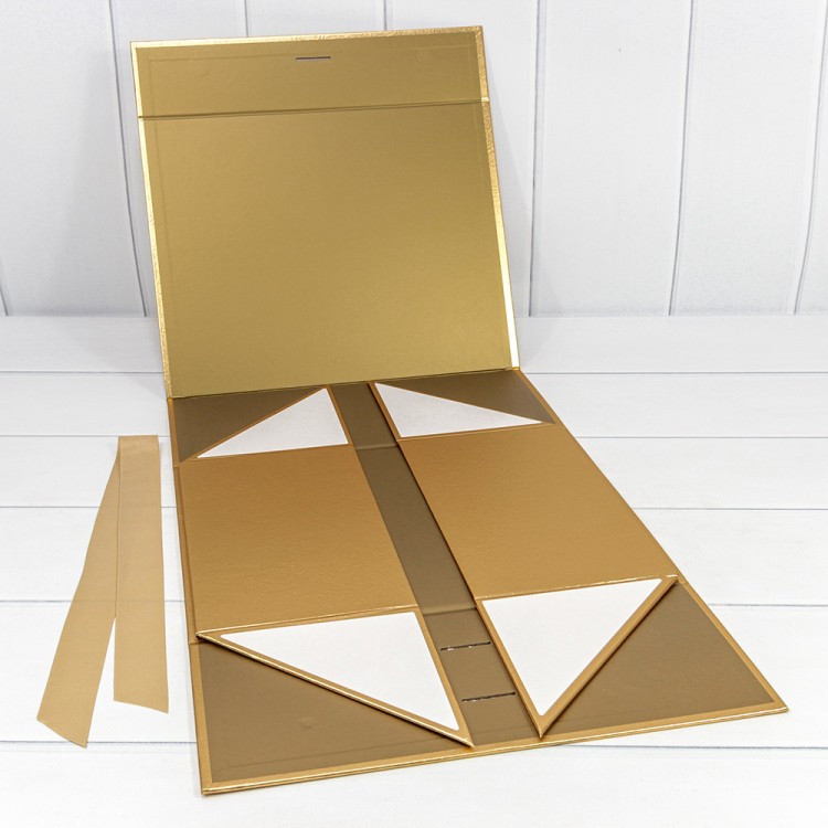 730228/0120 Коробка Прямоугольная 33,5*26*15,5 складная на магнитах "Люкс" Золотой 1/32