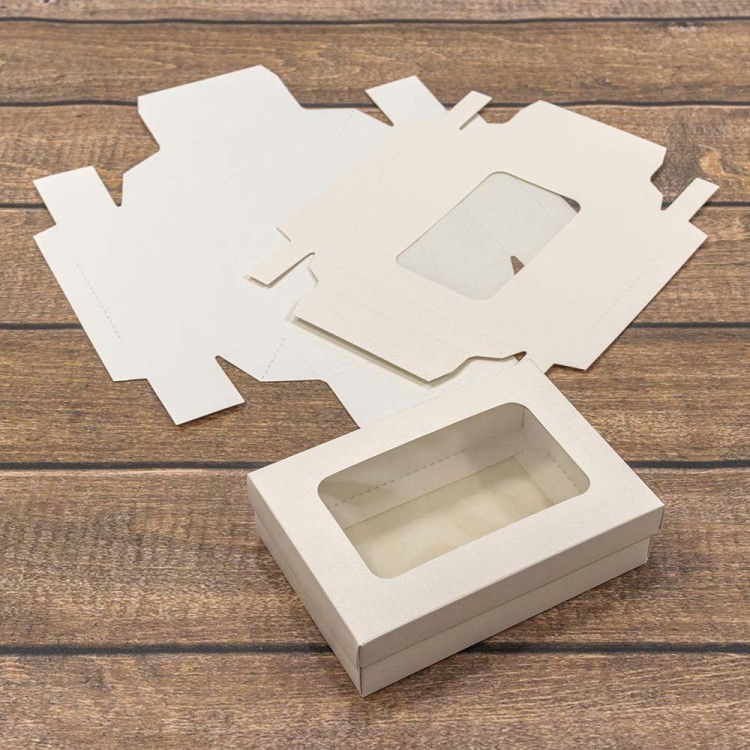 0007450 Коробка Прямоугольная 14,5*10*4 сборная с окошком Белый 1/20 1/200