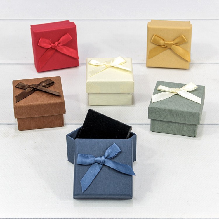 614-5/5 Коробка Квадратная 5*5*3,2 с бантиком (микс 1) 1/24 1/720