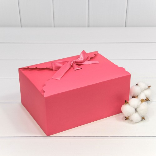 000920-8/4 Коробка Прямоугольная 22*16*10 сборная с атласной лентой Коралловый 1/20 1/500