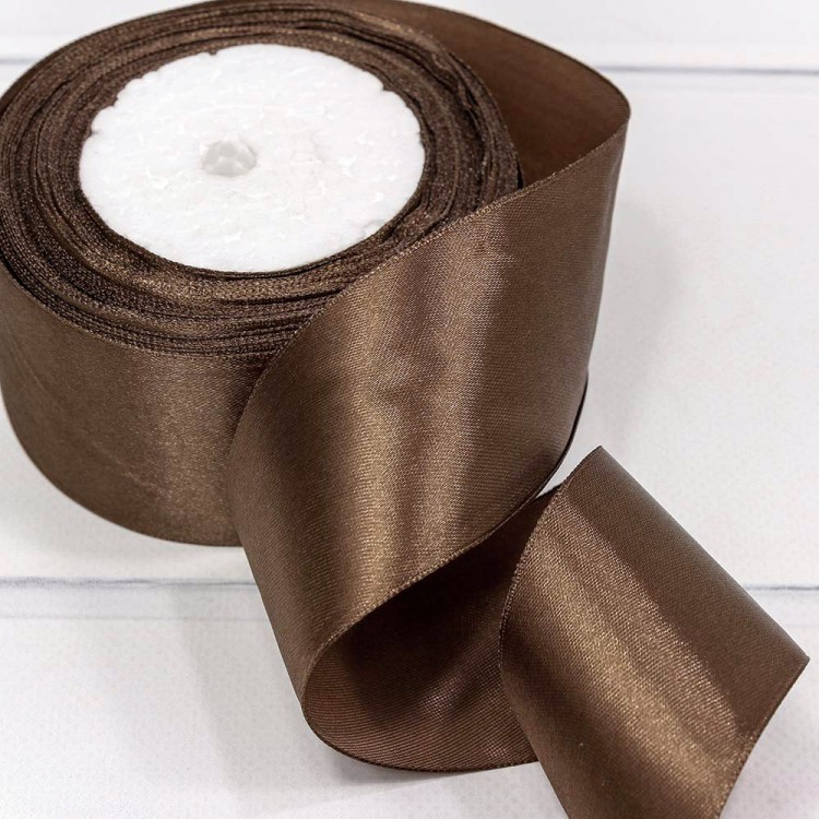 562-50/106 Лента Атласная Сатин 5см*25ярд Шоколадный 1/4 1/160