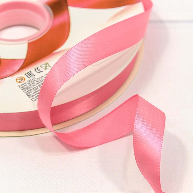 556-15/155 Лента Атласная Полиэстер класс А 1,5см*100ярд Насыщенный розовый 1/18 1/72